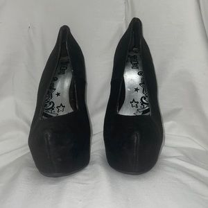 Black Suede Platform Heels (Brash)